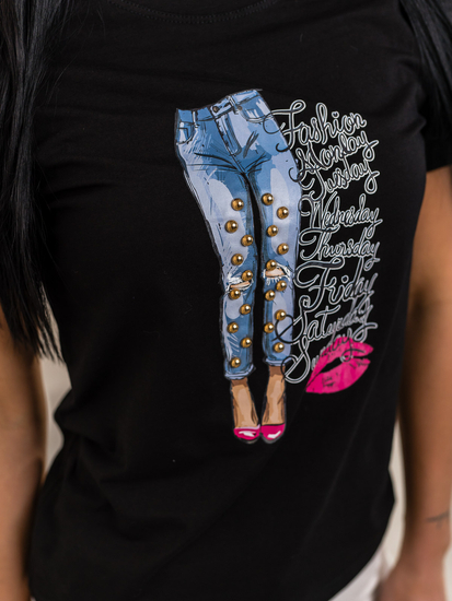 Femme T-shirt imprimé Noir Bolf 95T2507