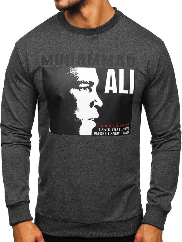 Le sweat-shirt sans capuche pour homme anthracite Bolf 0385