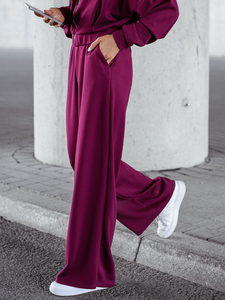 Ensemble sweat-shirt zippé deux pièces femme bordeaux Bolf 821109