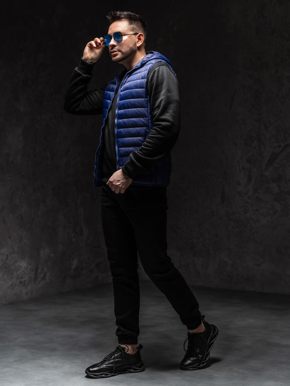 Homme Gilet matelassé à capuche Bleu foncé Bolf LY36A1