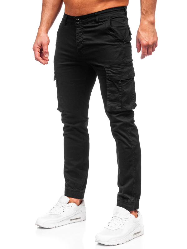 Homme Pantalon de jogging cargo Noir Bolf MP0202N