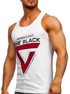 Débardeur boxer imprimé pour homme blanc Bolf 14833