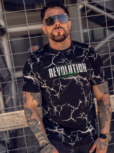 T-shirt homme en coton noir avec imprimé Bolf 14717A