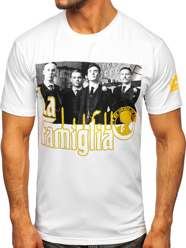 Tee-shirt blanc à appliques pour homme Bolf 2824