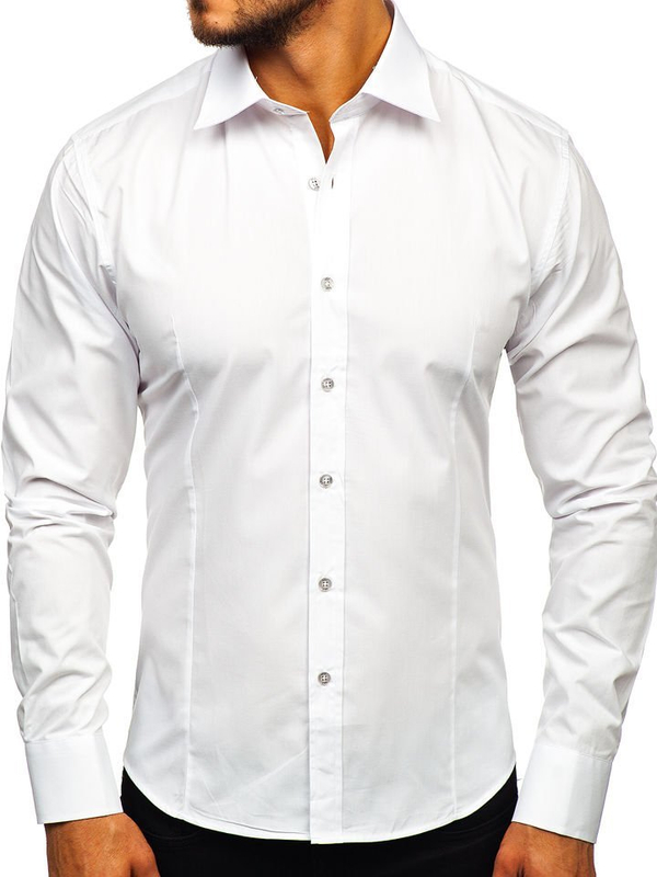 Chemise élégante blanche à manches longues pour homme Bolf 1703