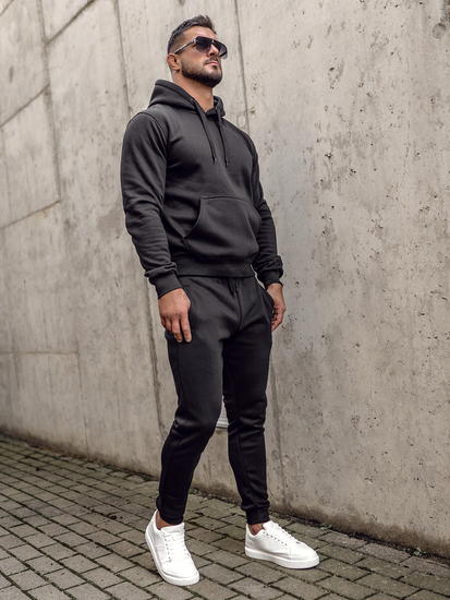 Survêtement deux pièces à capuche pour homme noir Bolf C10381