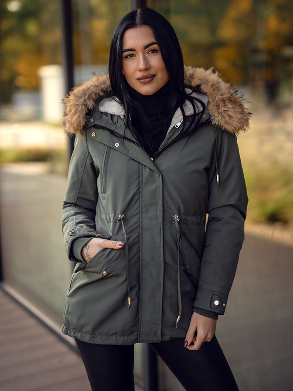 Femme 2 en 1 Parka d'hiver à capuche Khaki Bolf 16M9199