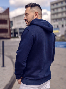 Sweat-shirt kangourou bleu foncé à capuche pour homme Bolf 1004