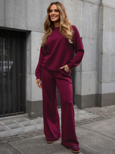 Survêtement zippé deux pièces femme beurre bordeaux Bolf 821111