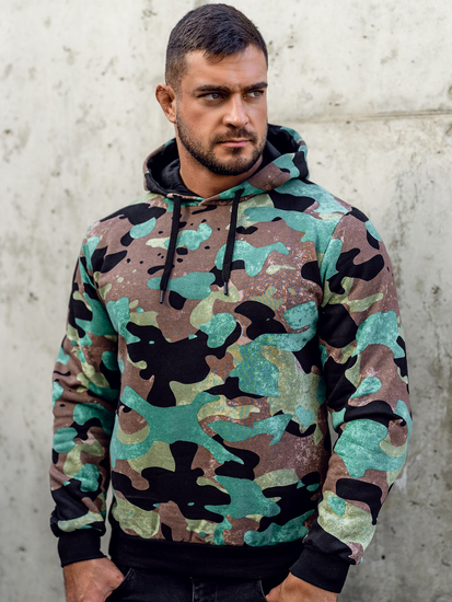 Sweat-shirt à capuche pour homme camo vert Bolf 141023