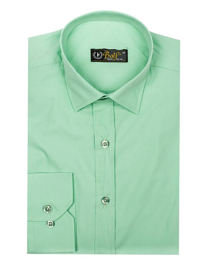 Chemise élégante vert menthe à manches longues pour homme Bolf 1703