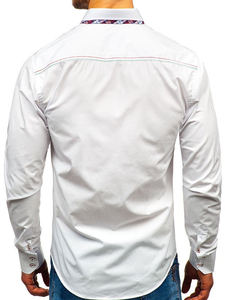 La chemise élégante avec les manches longues pour homme blanche Bolf 2701