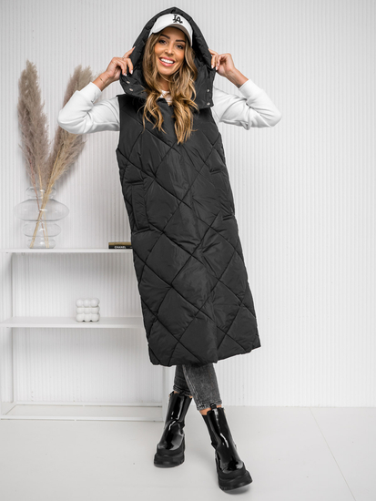 Femme Gilet matelassé long Noir Bolf 5M3165