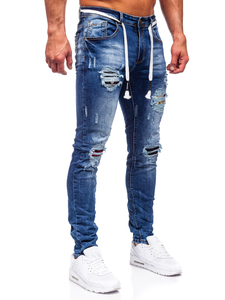 Homme Pantalon en jean slim fit Bleu foncé Bolf E7789