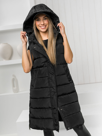Femme Gilet matelassé long Noir Bolf MY6315