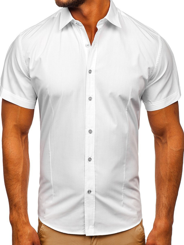 La chemise élégante avec les manches courtes pour homme blanche Bolf 7501