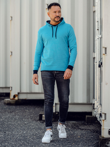 Homme Sweat-shirt à capuche Turquoise Bolf 145380
