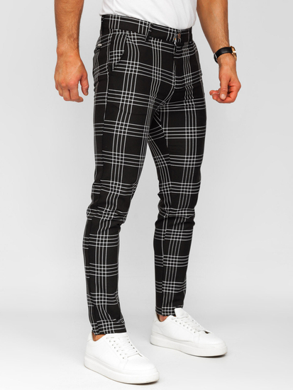 Homme Pantalon élégant à carreaux Noir Bolf 184160