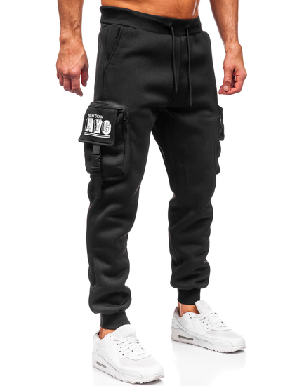 Homme Pantalon jogger cargo chaud Noir Bolf K23