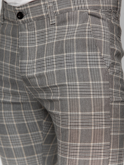 Homme Pantalon élégant à carreaux Gris Bolf 184171
