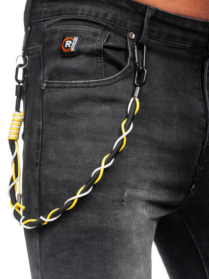 Pantalon en jean regular fit pour homme noir Bolf TF098