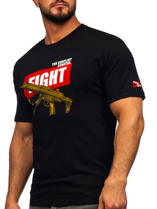 Tee-shirt en coton imprimé pour homme noir Bolf 14709