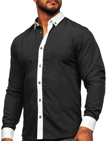 Chemise élégante à manche longue pour homme graphite Bolf 21750