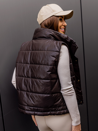 Gilet court matelassé pour femme marron foncé Bolf 82032