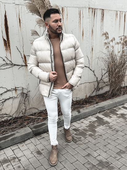 Blouson d'hiver matelassé pour homme beige Bolf 0025