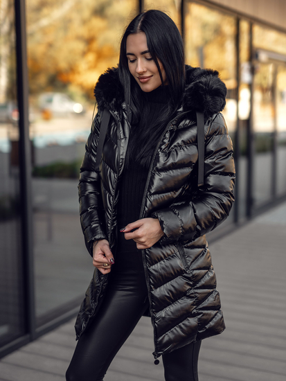 Femme Blouson d'hiver matelassée à capuche Noir Bolf 5M3139A