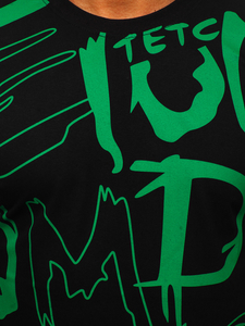 T-shirt noir en coton avec imprimé homme, modèle Bolf KS1972