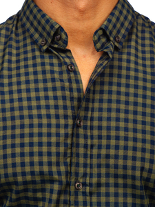 Homme Chemise à carreaux vichy à manche longue Vert Bolf 22747