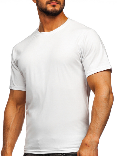 T-shirt homme en coton blanc sans imprimé Bolf 192397