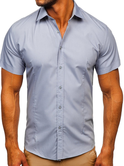 Chemise gris pour homme à manches courtes Bolf 7501   