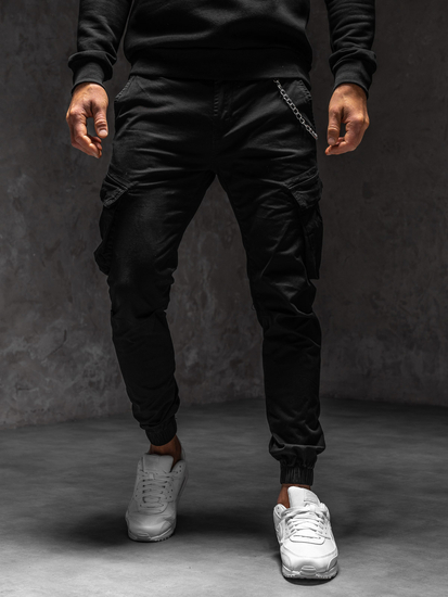 Homme Pantalon jogger cargo Noir Bolf SK850