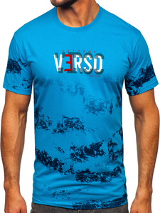 Tee-shirt en coton pour homme turquoise Bolf 14723