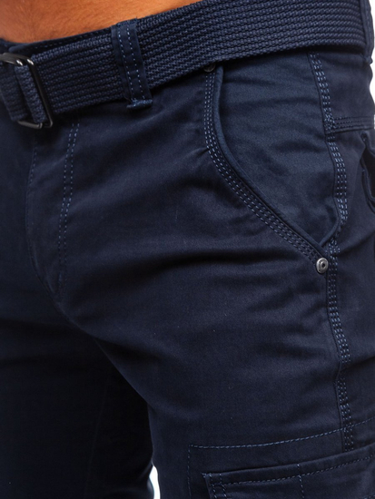 Pantalon cargo pour homme bleu foncé avec ceinture Bolf 1672  