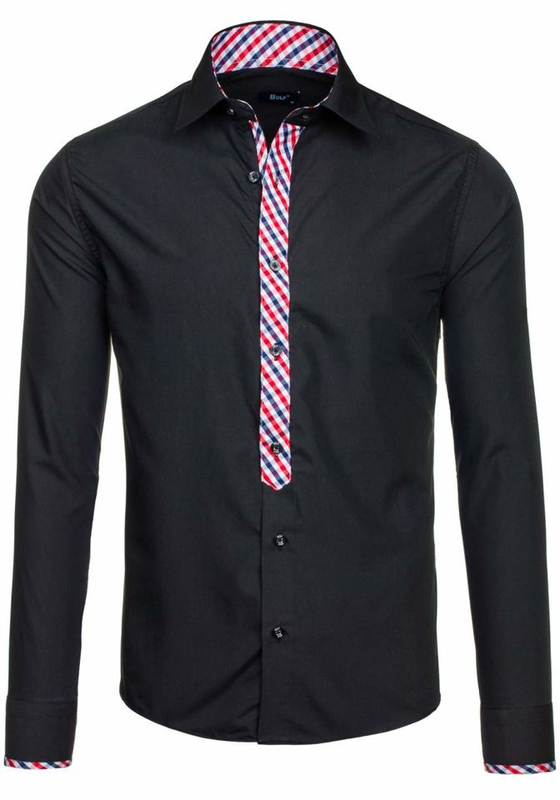 La chemise élégante avec les manches longues pour homme noire Bolf 6867