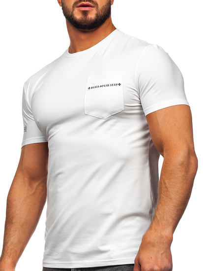 Tee-shirt imprimé avec petite poche pour homme blanc Bolf MT3044