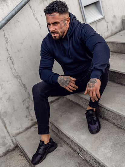 Sweat à capuche homme bleu marine Bolf MB001A