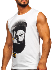 Tank top blanc avec imprimé Bolf 14812