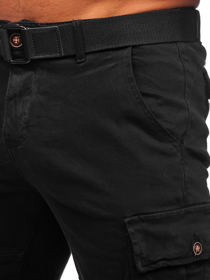 Short cargo avec ceinture pour homme noir Bolf MP0109NA