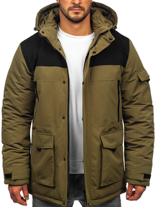 Homme Blouson d'hiver à capuche Khaki Bolf 22M322