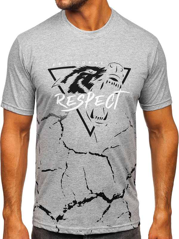 Homme T-shirt imprimé en coton Gris Bolf 5035
