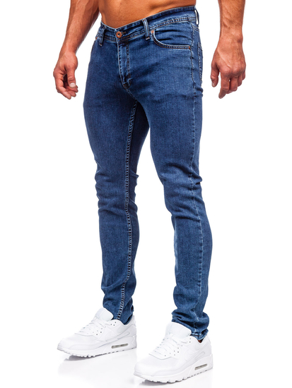 Pantalon en jean slim fit pour homme bleu foncé Bolf DP52