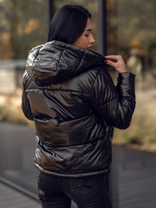 Femme Blouson d'hiver matelassé à capuche Noir Bolf 5M3193A2