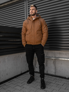 Blouson d'hiver en coton épais pour homme camel Bolf 1890A