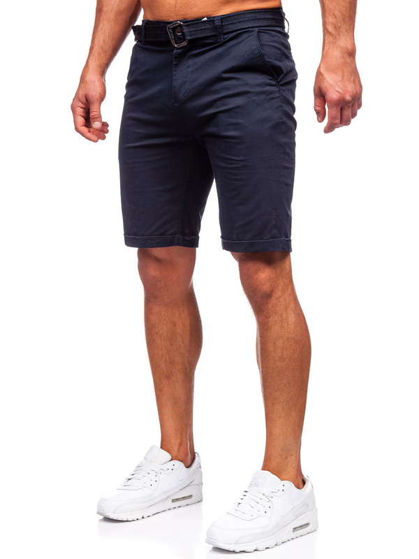 Short pantalon court avec ceinture pour homme bleu foncé Bolf XX160085
