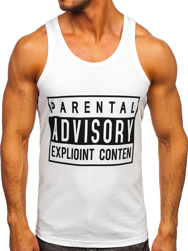 Tank top de boxeur blanc avec imprimé Bolf 14855