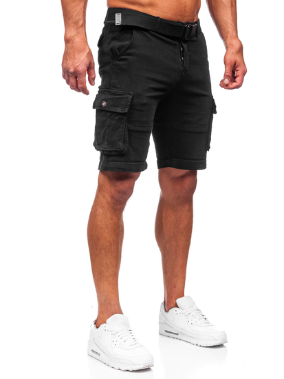 Short cargo avec ceinture pour homme noir Bolf MP0109NA